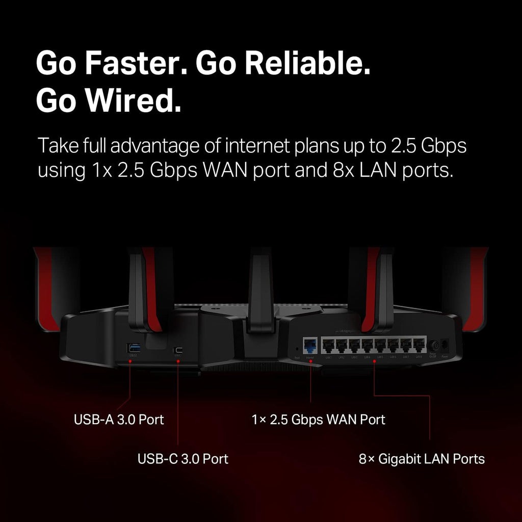 TP-Link - Archer AX11000 Tri-Band Wi-Fi 6 Router - Black/Red (Renewed)