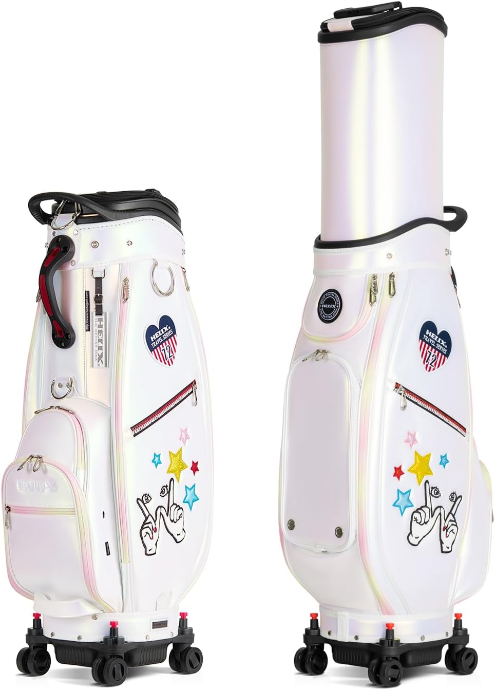HELIX Women's Golf Bag with Wheels, Retractable Golf Cart Bag for Ladies, Easy to Carry and Travel