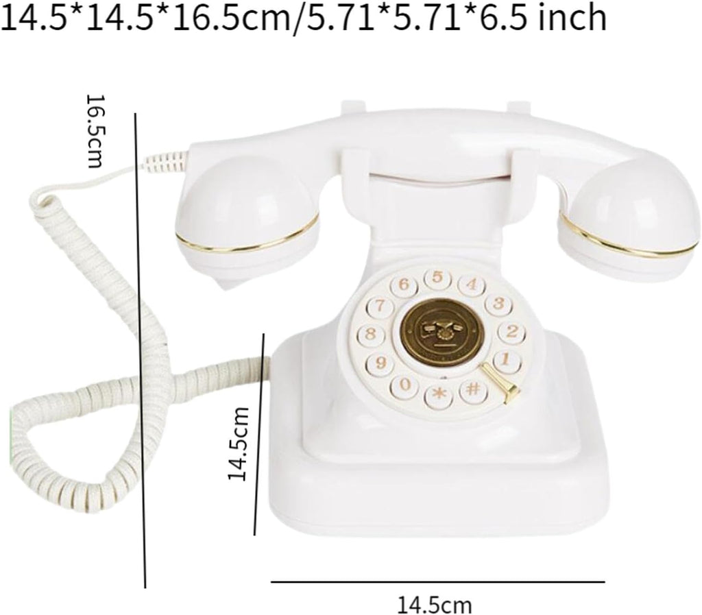 Audio Guest Book Wedding Phone, Vintage Design Telephone Recorder Record Messages Decorative Desk Phone for Party, Birthdays(White)