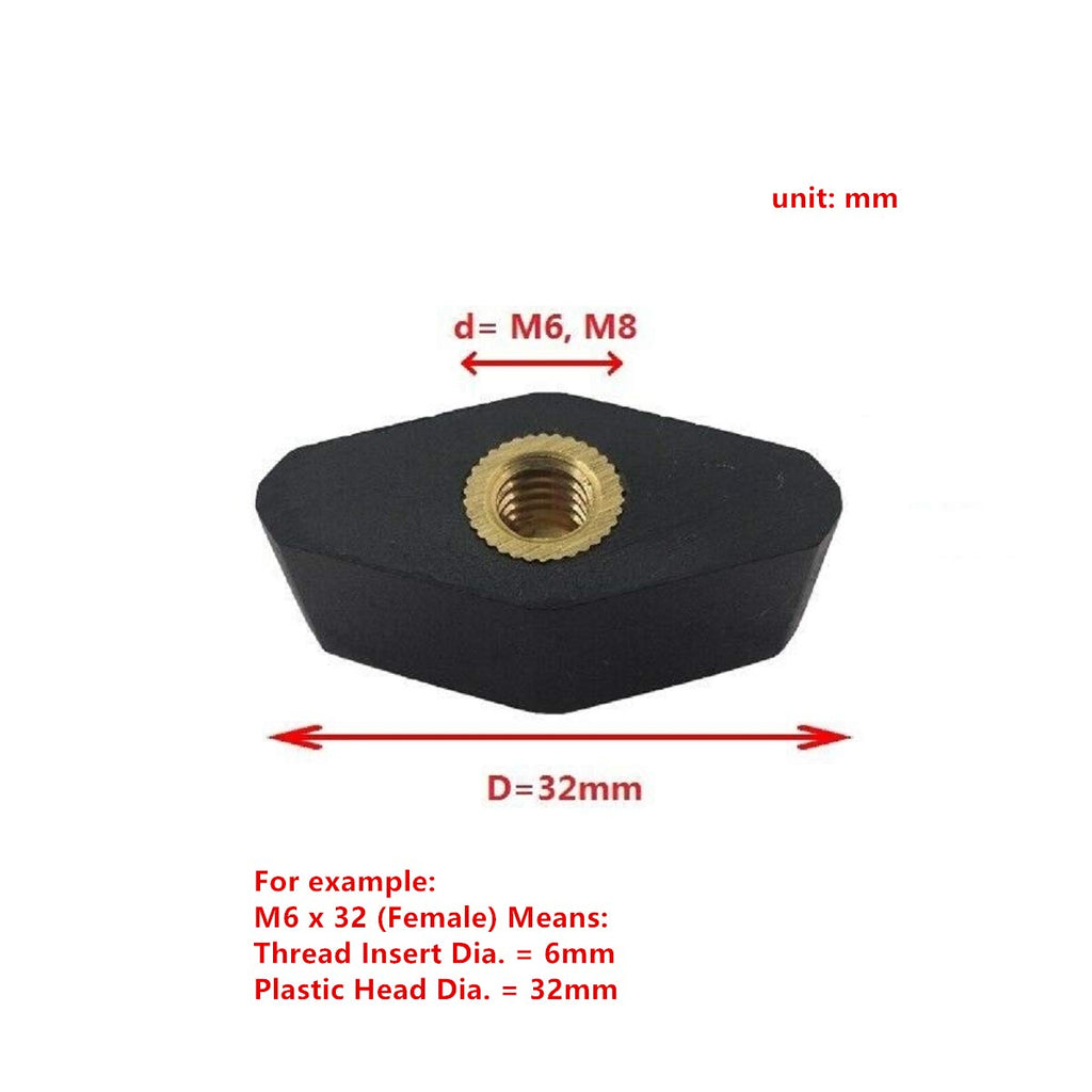 Diamond Shaped Plastic Clamping Knob with M6 Female Thread Metal Insert(M6x32(100pcs))