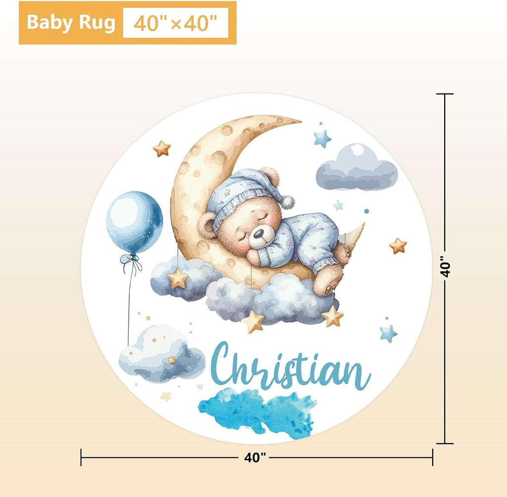 Terwex Personalized Baby Bedding Set, 5 Pcs Custom Baby Crib Sets with Name, Toddler Bedding Set for Baby Girls Boys, Blue Bear Double Layer Nursery Bedding Set, Customized Gifts for Infants Kids