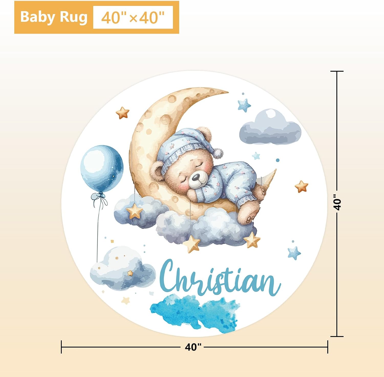 Terwex Personalized Baby Bedding Set, 5 Pcs Custom Baby Crib Sets with Name, Toddler Bedding Set for Baby Girls Boys, Blue Bear Double Layer Nursery Bedding Set, Customized Gifts for Infants Kids