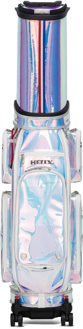 HELIX-Golf Golf Cart Bag, Easy to Carry, Retractable Golf Club Cart Bag with Locking Wheels Chassis and Latest Integrated Handgrip.