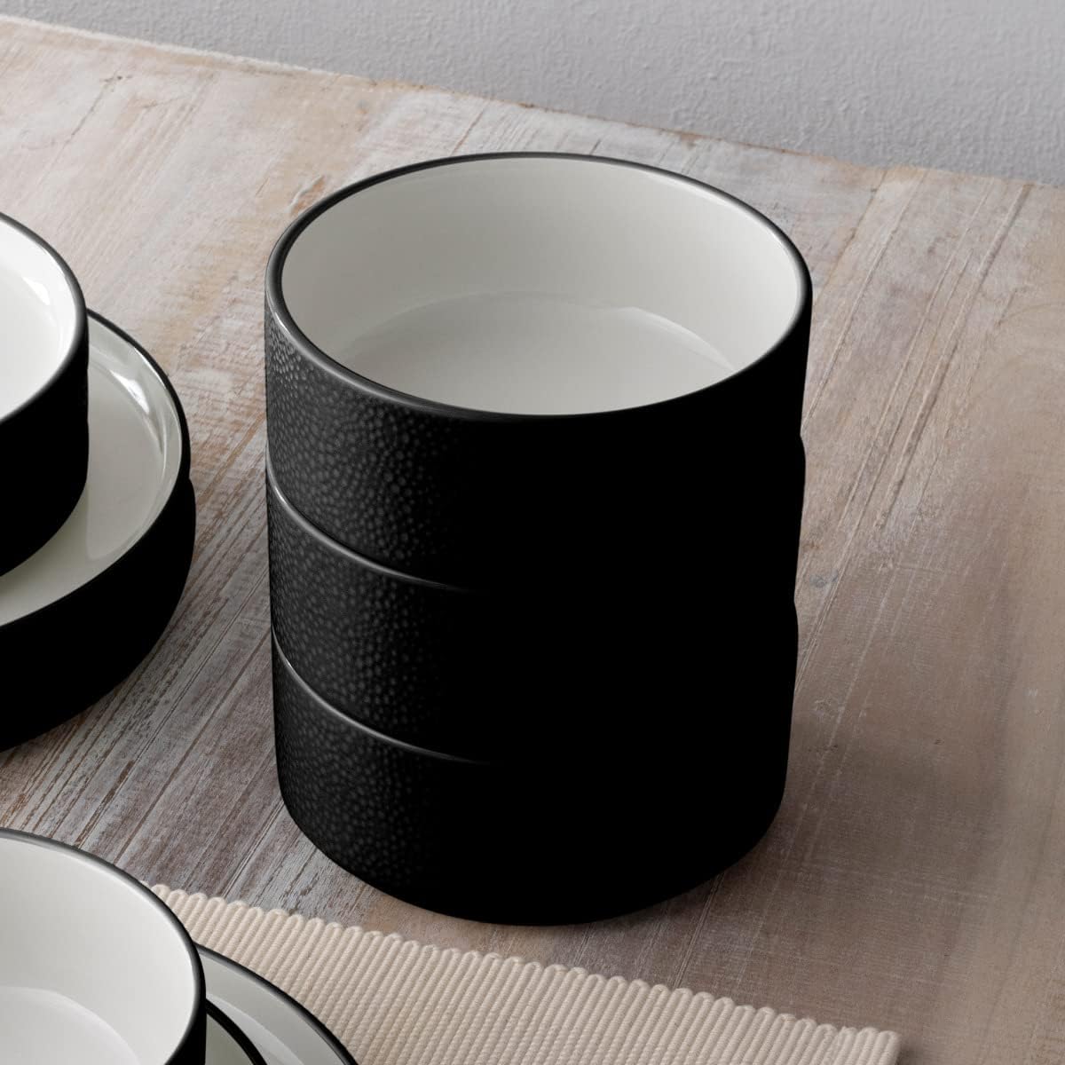 Noritake ColorTex Stone Black 12-Piece Dinnerware Set, Service for 4