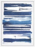 Empire Art Direct Abstract Wall Art Textured Hand Painted Canvas by Martin Edwards, White Frame, 40' x 30', Cobalt Streaks 1