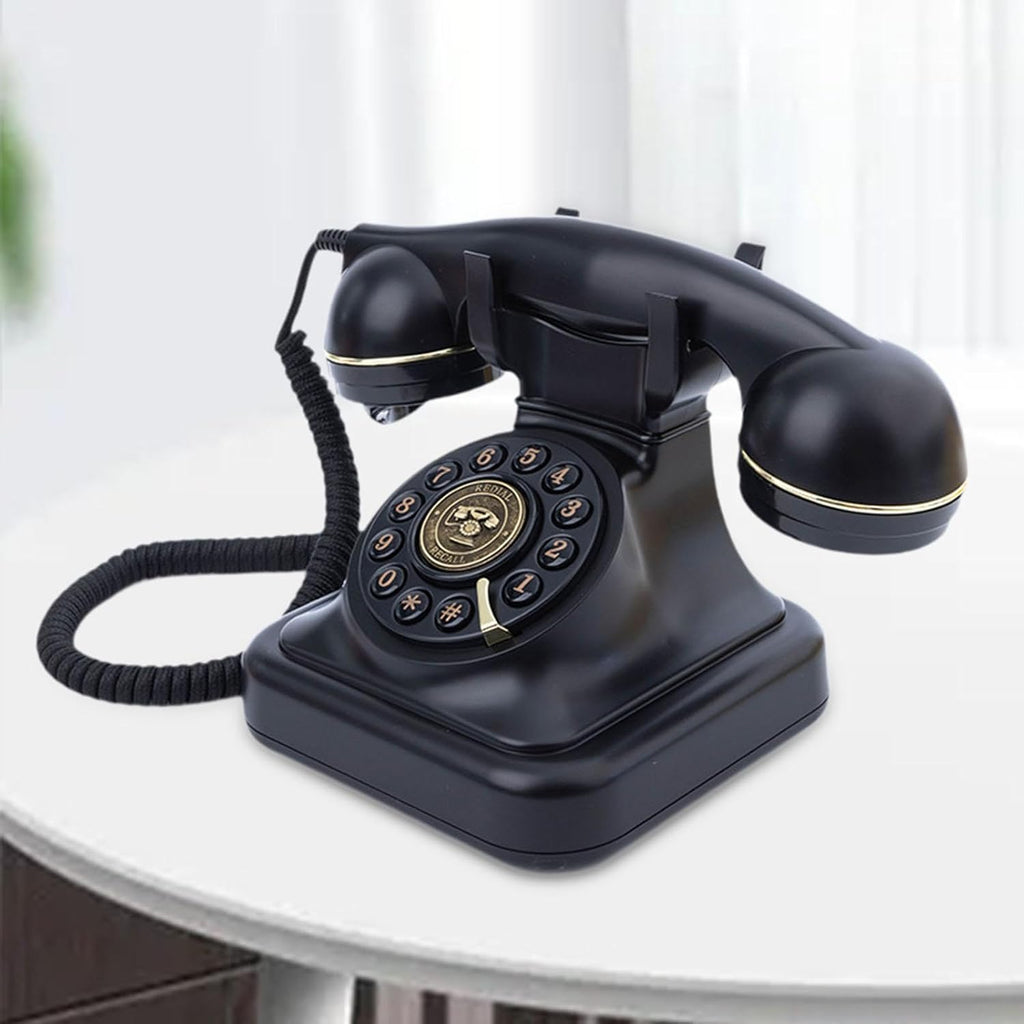 Audio Guest Book Wedding Phone, Vintage Design Telephone Recorder Record Messages Decorative Desk Phone for Party, Birthdays(Black)