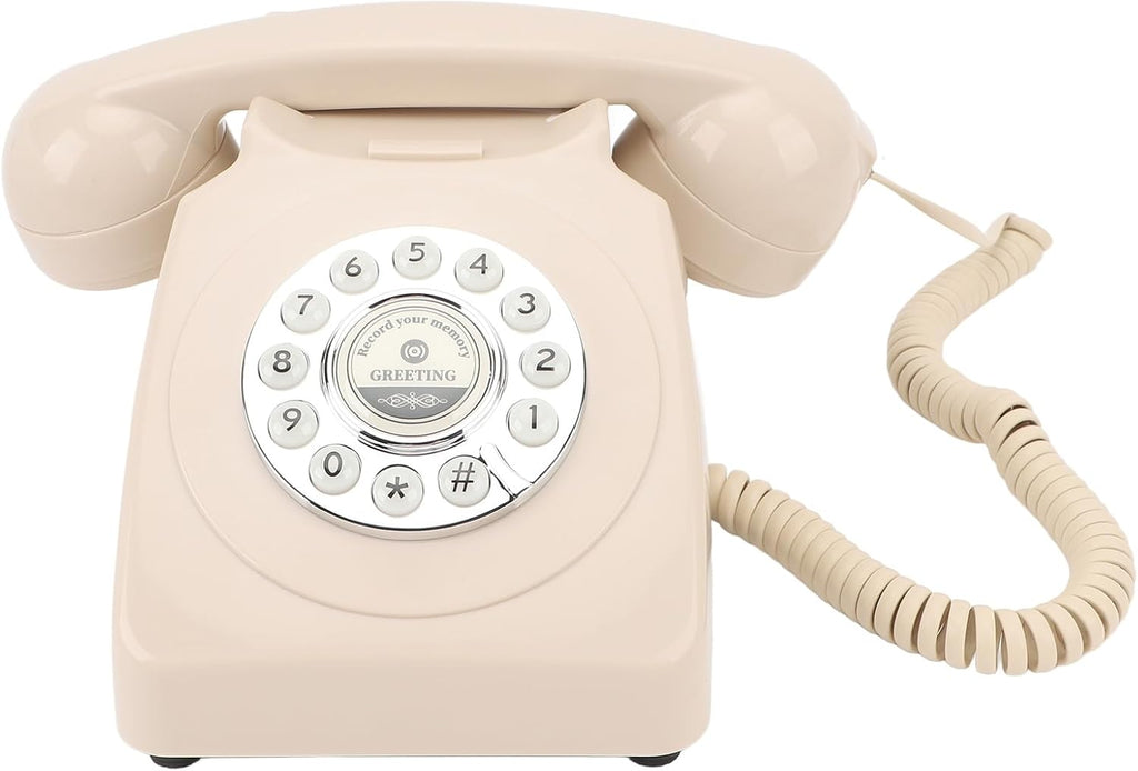 Audio Guest Book Wedding Phone, Clear Sound Convenient Use Audio Message Recording Telephone, Retro Phone Audio GuestBook for Wedding Event Birthday Party (Beige)