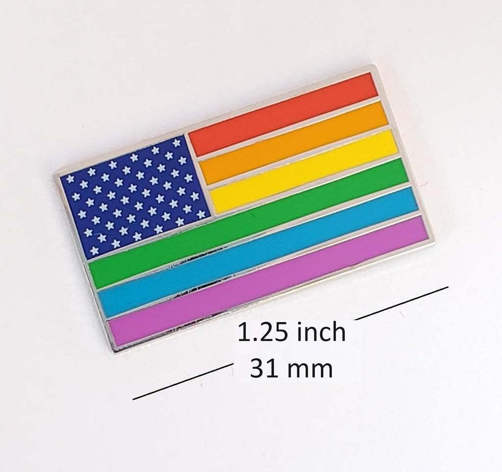 American USA Rainbow Gay Pride Flag Enamel Lapel Pin with Magnetic Backing for jacket, backpack, memorial, clothes, bag, shirt