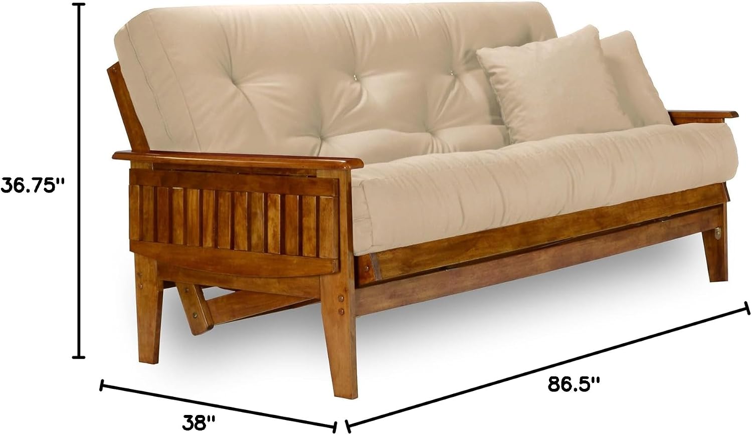 Nirvana Futons Eastridge Futon Set - Queen Size, Frame, 8' Mattress, Microfiber Sussex Khaki Cover