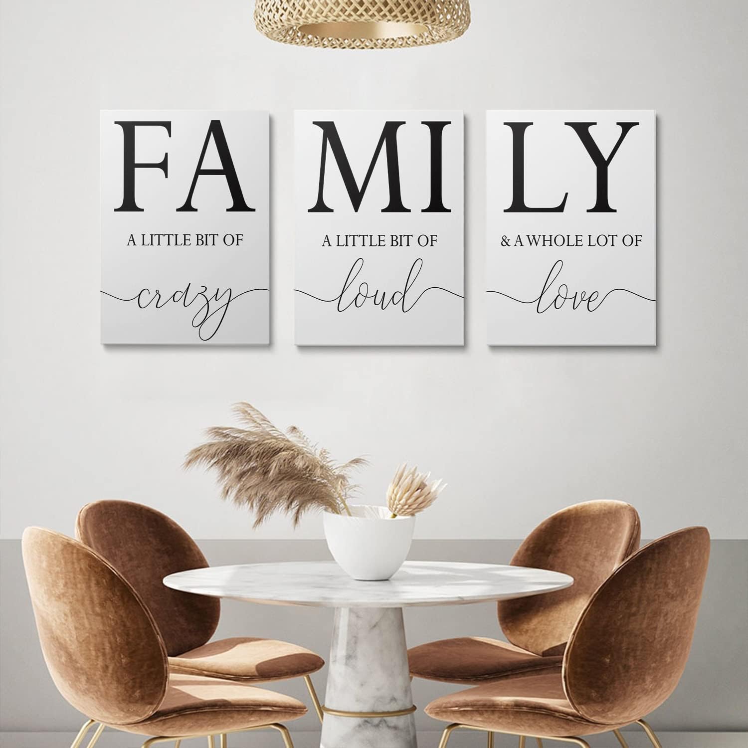 GUBIYU Home Family Wall Decor, Wall Art for Living Room Set of 3 Inspirational Canvas Prints Black and White Framed Canvas Art Paintings Wood Wall Decoration for Dining Room Bedroom Home Decor 24'x36'