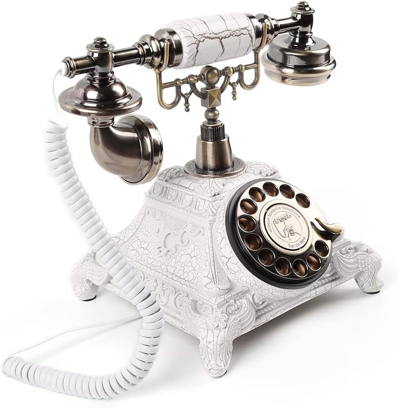 Classic Retro Craftsmanship Audio GuestBook Telephone for Confessional Wedding Birthday Party (White)