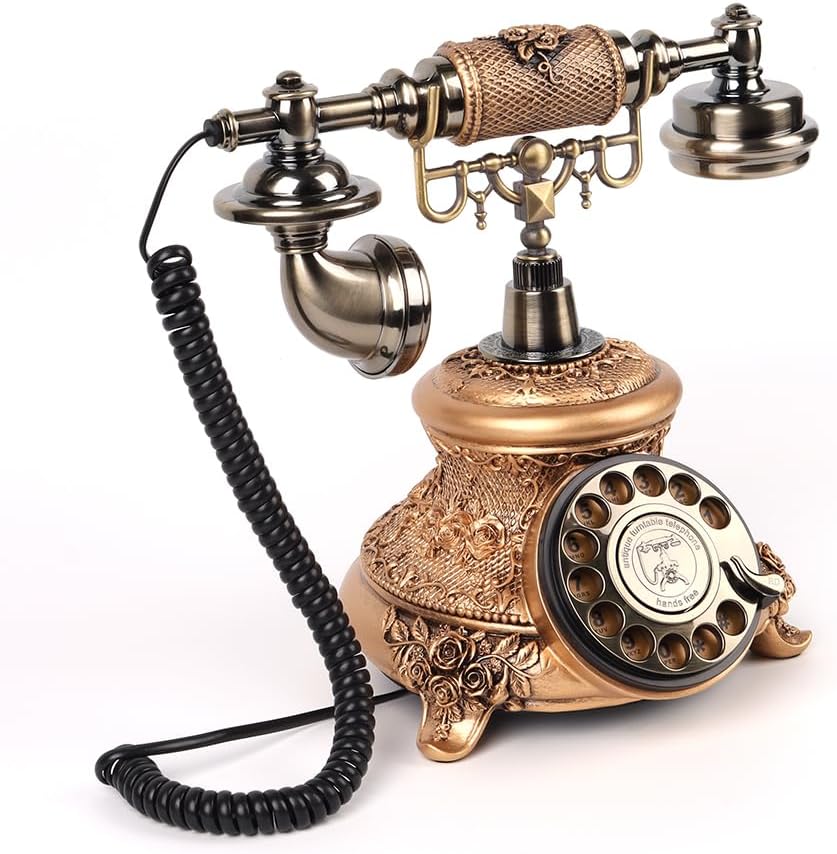 Antique European Wedding Birthday Party Audio Guestbook Phone (Vintage Gold)