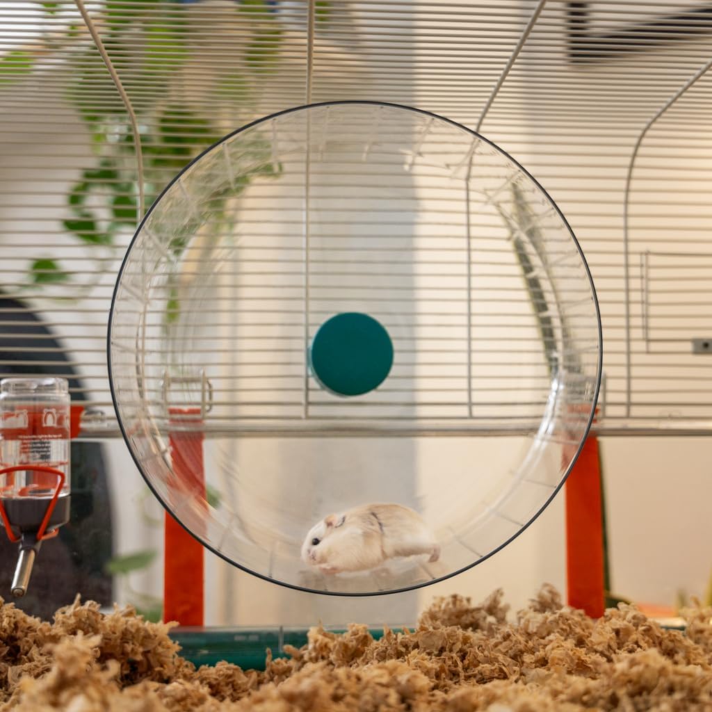 Omlet Hamster Cage with Stand | Large, Safe & Customizable Space | Easy Clean Habitat | Unique Anti Spill Bedding Tray | Includes a Hamster Silent Wheel, Food Bowl, Water Bottle & 2 Hides