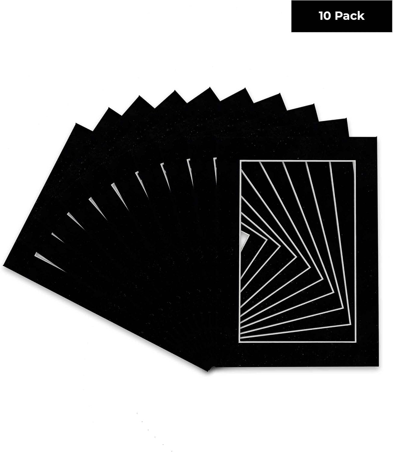 Poster Palooza Pack of TEN 12x16 Mats Bevel Cut for 11x14 Photos - Acid Free Black Suede Precut Matboards For Pictures, Photos, Framing - 4-ply Thickness
