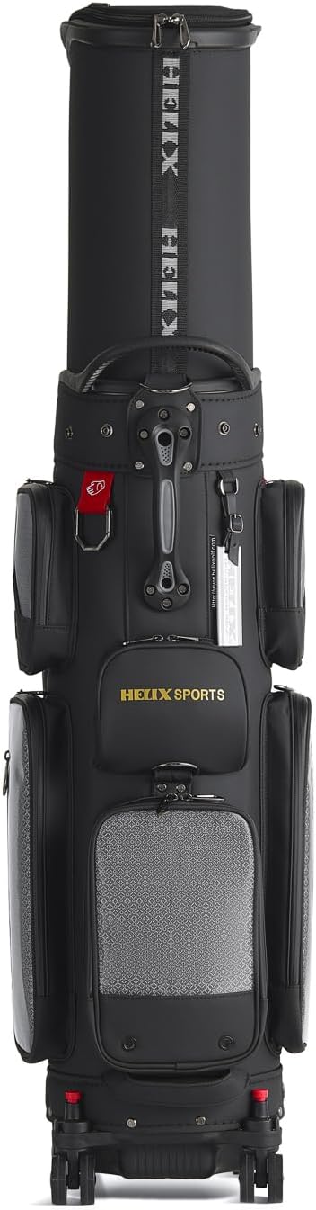 HELIX-Golf Golf Cart Bag, Easy to Carry, Retractable Golf Club Cart Bag with Locking Wheels Chassis and Latest Integrated Handgrip.
