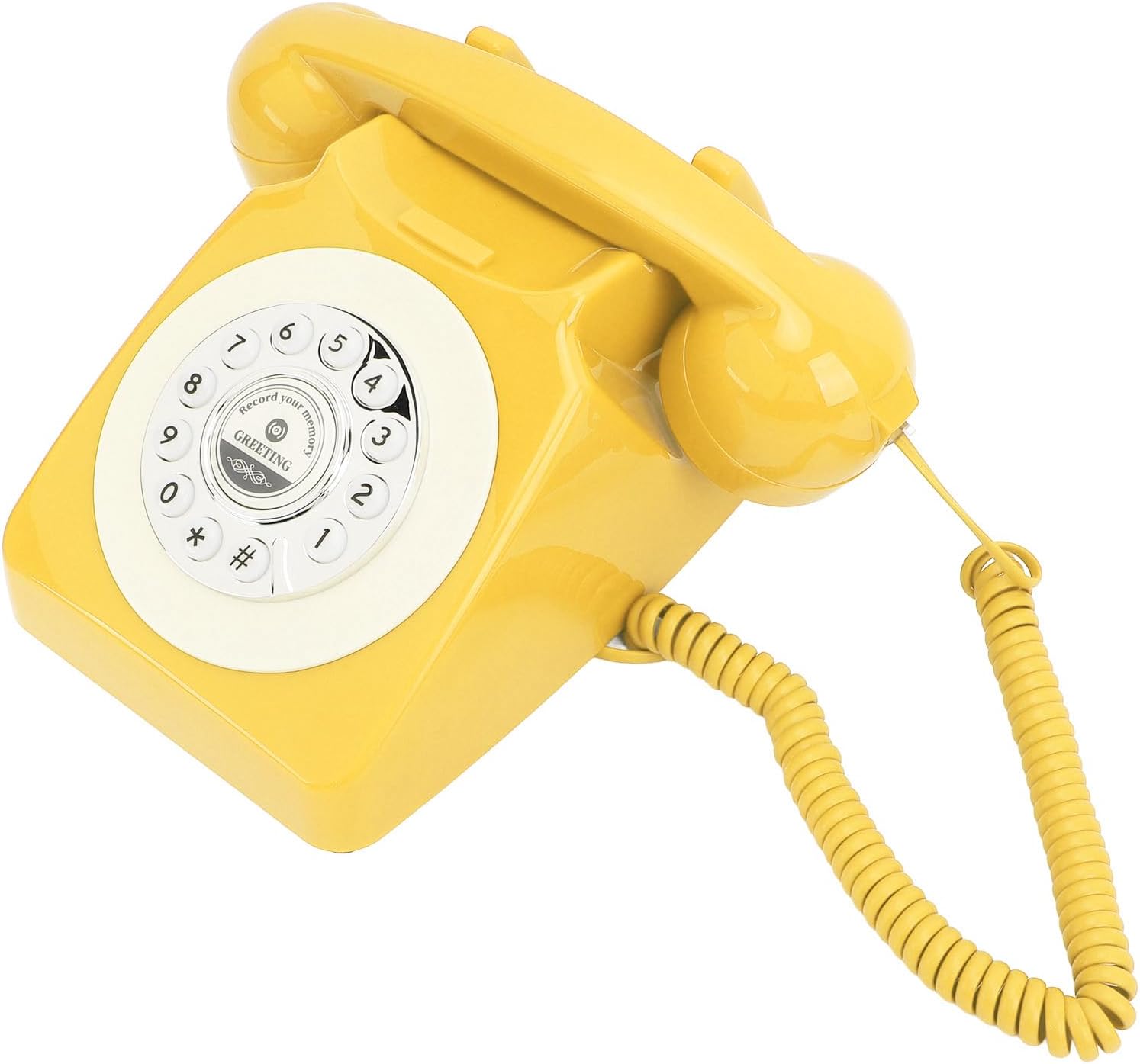 Audio Guest Book Wedding Phone, Clear Sound Convenient Use Audio Message Recording Telephone, Retro Phone Audio GuestBook for Wedding Event Birthday Party (Yellow Duck