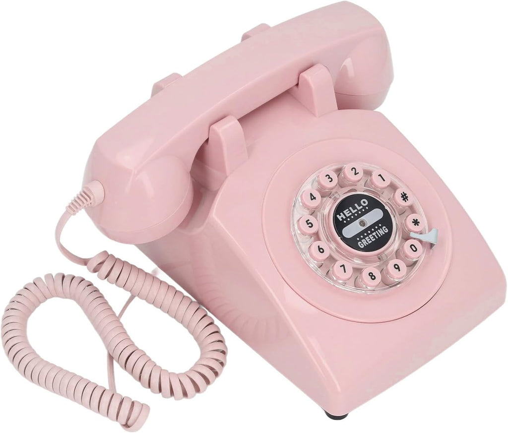 Audio Guestbook Phone, Retro Design Wedding Guest Book for Audio Recording, Voice Guestbook with 120 Hours 8G Capacity, for Special Events Like Parties Birthdays Weddings (Pink)