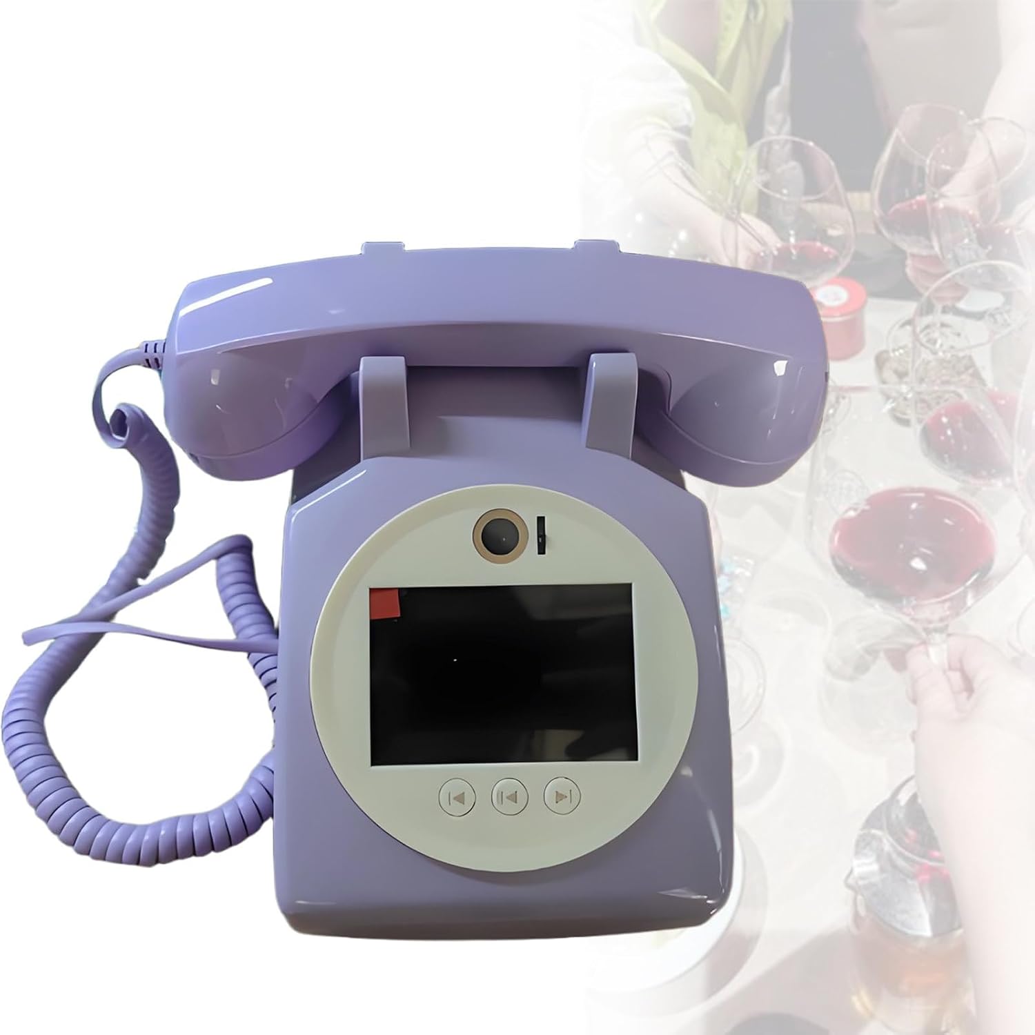 Video Audio Guest Book Wedding Phone, 1080p Hd Retro, Wedding Phone Customized Video Messages, Record Preserve Special Occasions, for Weddings, Engagements Purple-32GB