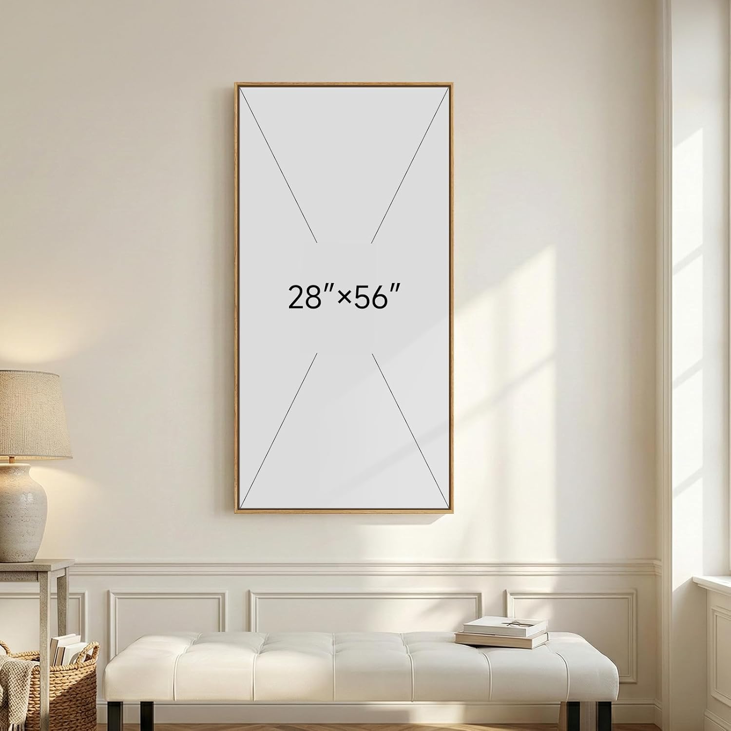 Large Framed Vertical Vintage Pine Tree Wall Art for Living Room, Neutral Sketch Rustic Classic Beige Canvas Artwork for Walls, Nordic Forest Farmhouse Wall Decor for Bedroom Hallway Office, 30x60 In