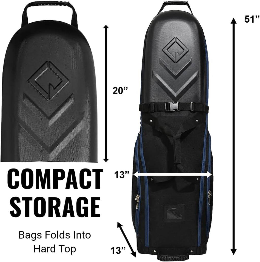 CaddyDaddy Enforcer Golf Travel Bag Crush Resistant Hard Top Protection, New 18 Month Full Replacement Coverage, Durable Thick Nylon Wheels Lockable XL Zippers. Case for Transporting Clubs on Airlines