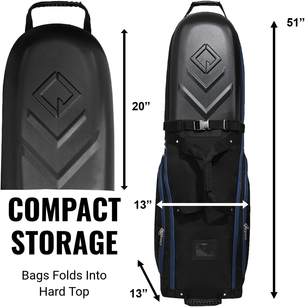 CaddyDaddy Enforcer Golf Travel Bag Crush Resistant Hard Top Protection, New 18 Month Full Replacement Coverage, Durable Thick Nylon Wheels Lockable XL Zippers. Case for Transporting Clubs on Airlines