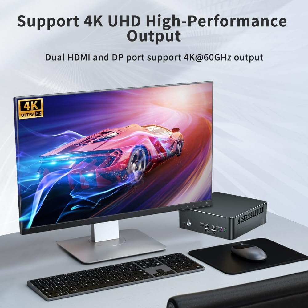 Thdeukoty Mini PC with Core i9-9880H 2.3 up to 4.8GHz, 16G DDR4 1T SSD, Windows 11 Pro Desktop Computer, DP*1, HDMI*2 4K@60Hz Triple Display, Optical, Dual LAN, WiFi6E/BT5.3,VESA
