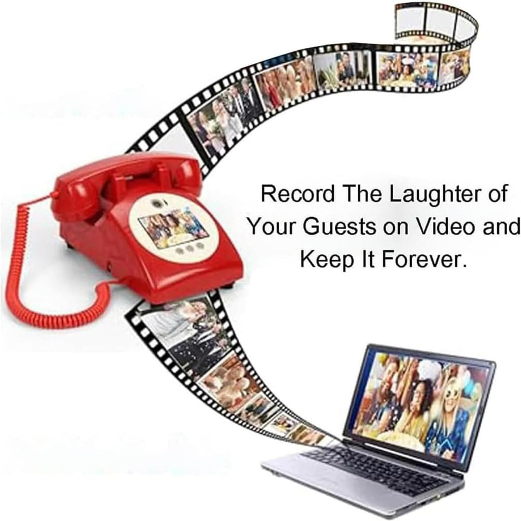 Video & Audio Guest Book, 1080p Retro Style Audio GuestBook Recorder, Video Guestbook Wedding Phone, Creative Record Customized Audio Messages with Lens Recording & 32G SD Card,Black