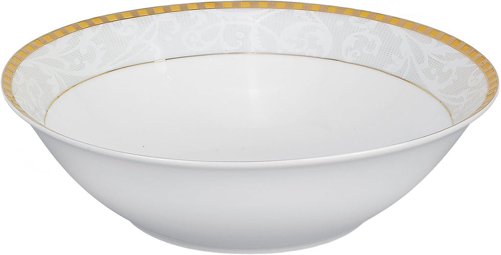 Lorren Home Trends 57-Piece Porcelain Dinnerware Set, Ricamo-GD, Service for 8