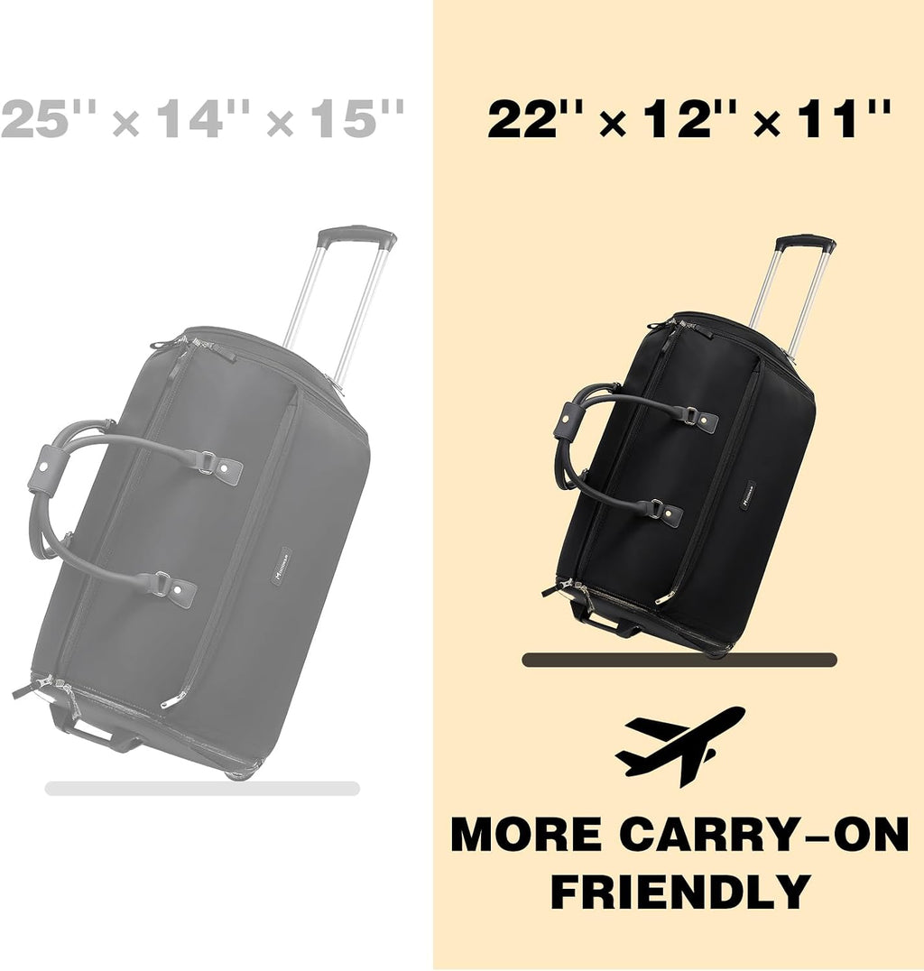 Modoker Rolling Garment Bags, Large Garment Duffle Bag with Wheels, 3 in 1 Garment Suit Luggage Bag for Women Men Business Travel Weekender