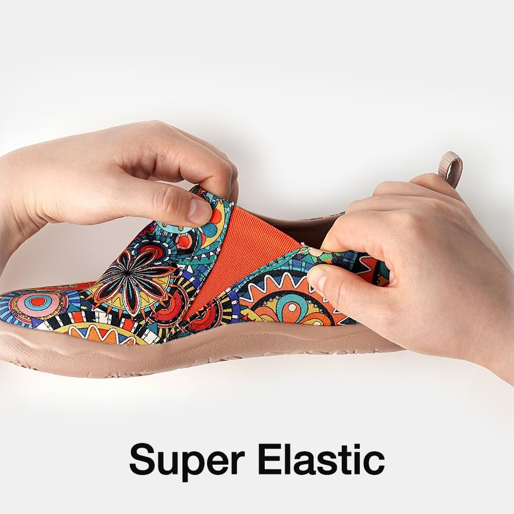 UIN Women's Slip On Shoes Colorful Comfortable Lightweight Art Travel Sneakers Casual Floral Stylish Everyday Loafers
