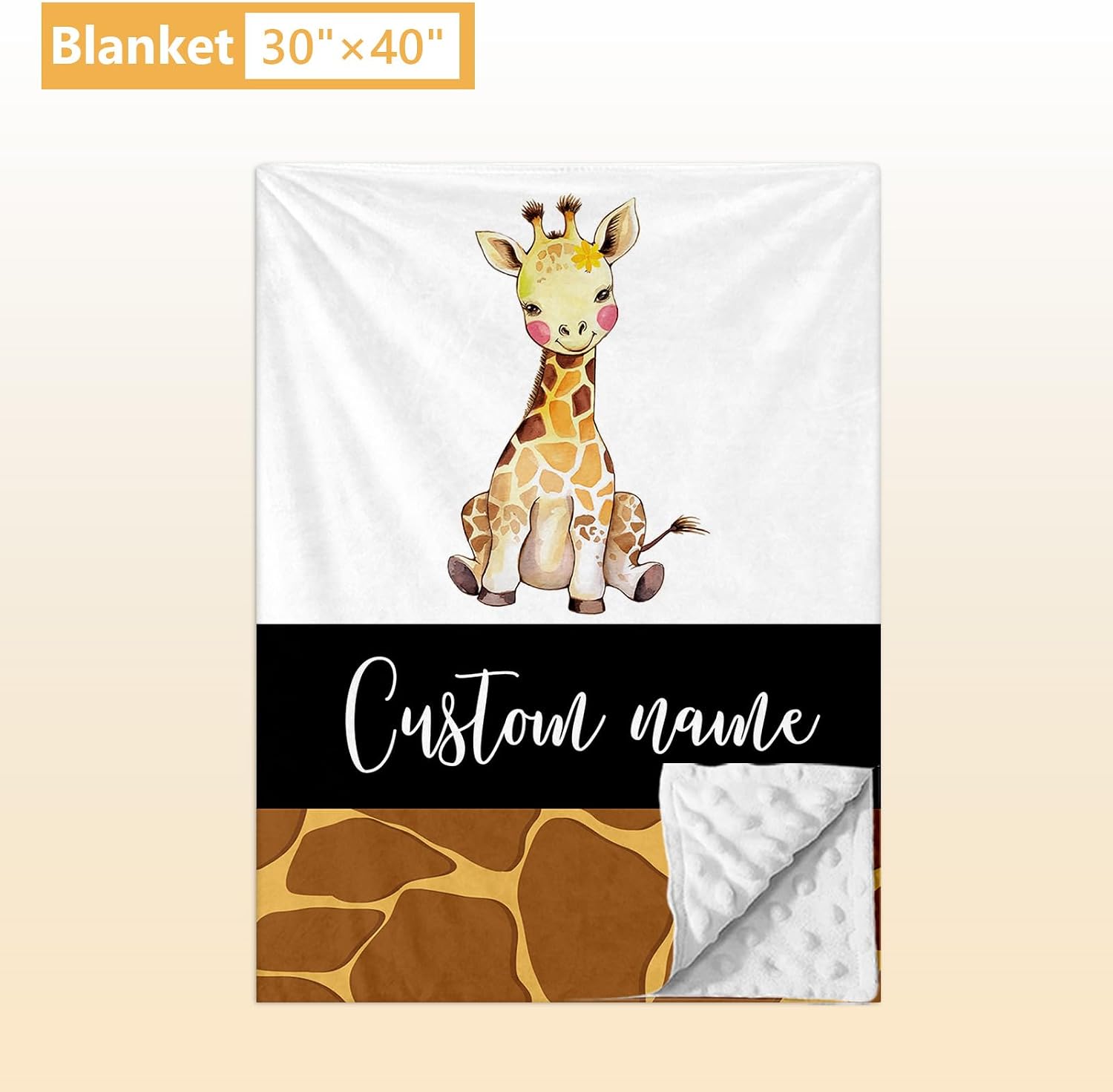 Terwex Personalized Crib Bedding Set, 5 Pcs Custom Name Nursery Bedding Sets, Giraff Infant Bedding Set for Boys Girls, Double Layer Flannel Baby Crib Set, Customized Gifts for Babies Toddlers Kids