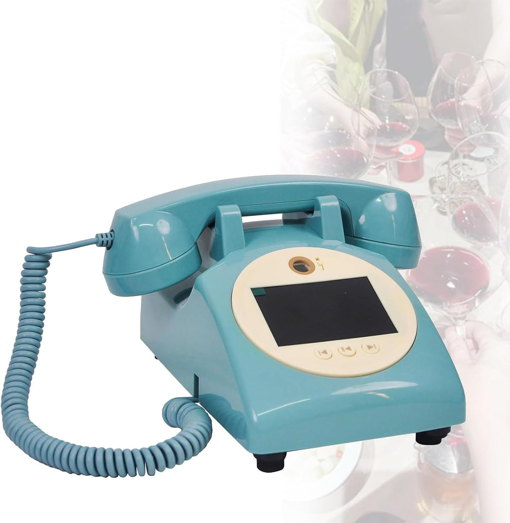 Video Audio Guest Book Wedding Phone, 1080p Hd Retro, Wedding Phone Customized Video Messages, Record Preserve Special Occasions, for Weddings, Engagements Blue-32GB
