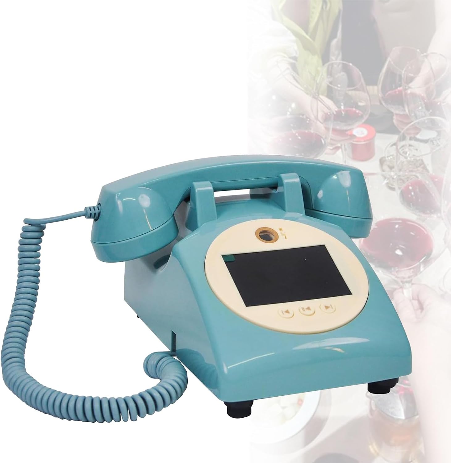 Video Audio Guest Book Wedding Phone, 1080p Hd Retro, Wedding Phone Customized Video Messages, Record Preserve Special Occasions, for Weddings, Engagements Blue-32GB