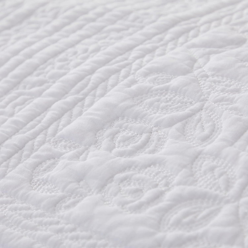 Brandream White Quilt King Size Cotton Matelasse Coverlet Set Farmhouse Quilts 3-Piece