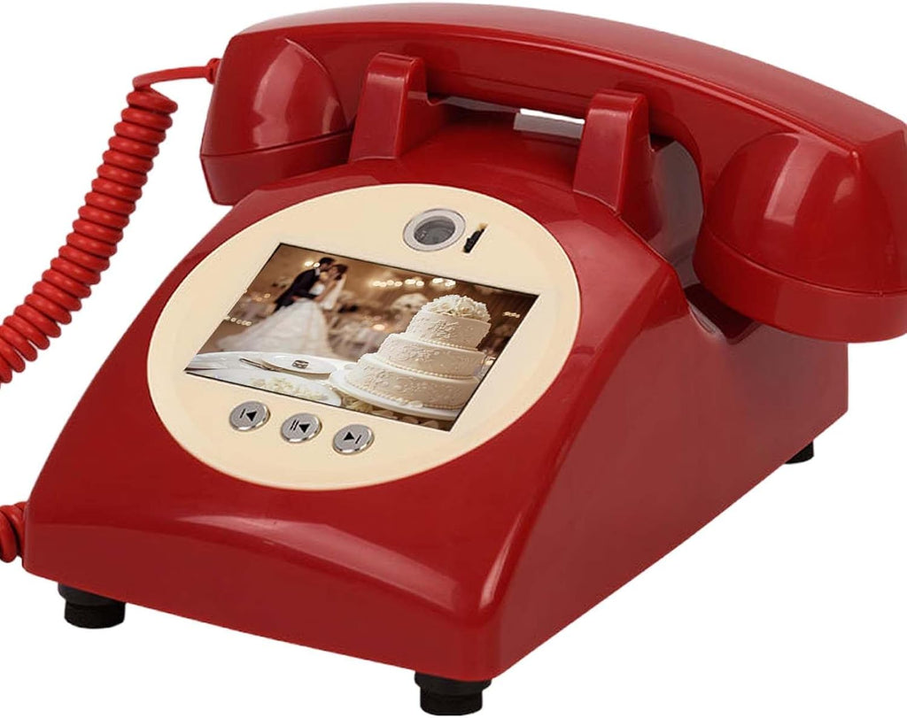 Video Audio Guest Book Wedding Phone,1080P Hd Video Audio Phone Guestbook,for Wedding/Birthday/Graduations/Baby Shower,Red