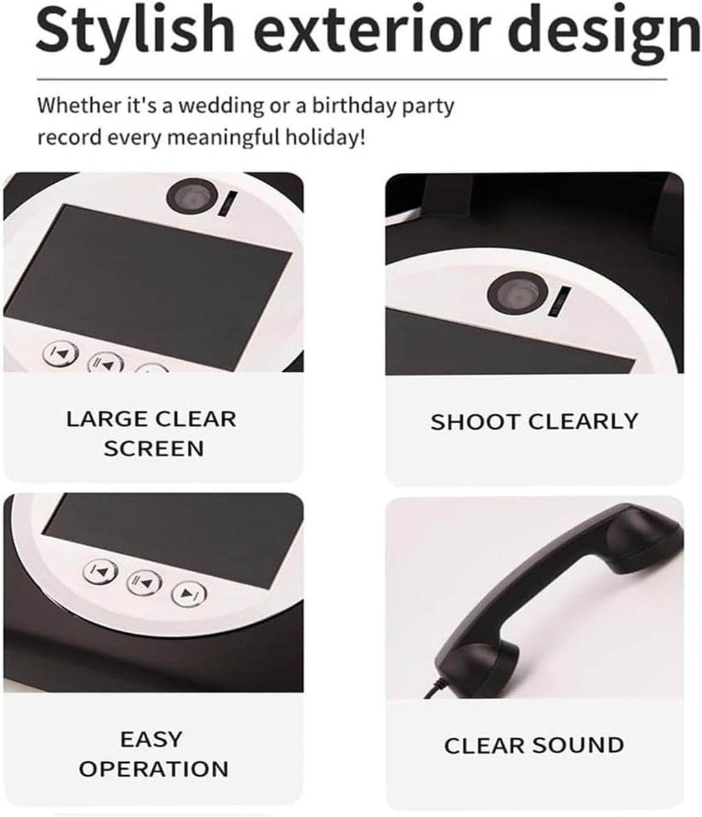 Video & Audio Guest Book, 1080p Retro Style Audio GuestBook Recorder, Video Guestbook Wedding Phone, Creative Record Customized Audio Messages with Lens Recording & 32G SD Card,Red