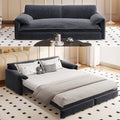 WILLIAMSPACE 66' Queen Pull Out Sofa Bed, 3-in-1 Velvet Convertible Sleeper Sofa Couch with Side Storage, Multi-Functional Loveseat Bed Pull Out Couch for Living Room, Apartment (Gray)