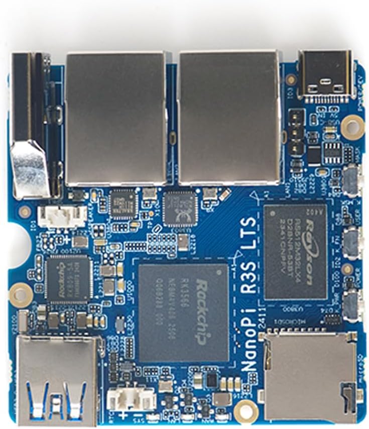 NanoPi R3S LTS Dual-Gbps Ethernet Ports Router Rockchip RK3566 Quad-Core A55 SoC Mini PC Board Support OpenMediaVault, OpenWrt (2GB Ram 64GB TF Card)