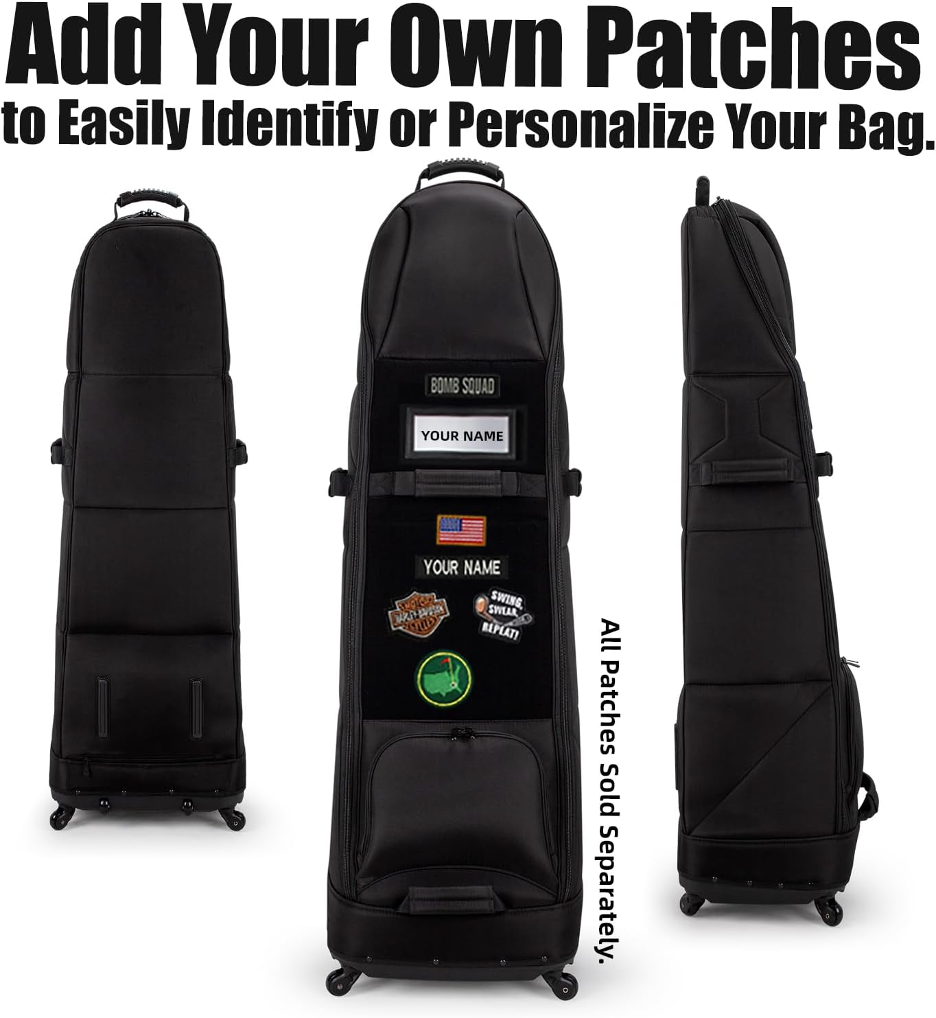 Self Standing Upright All Direction 4 Spinner Swivel Wheel Golf Travel Bag. Soft-Sided Fully Padded Heavy Duty Fabric. Multidirectional Airline Travel Cover Case. Compact Foldable Carry Bag Included.