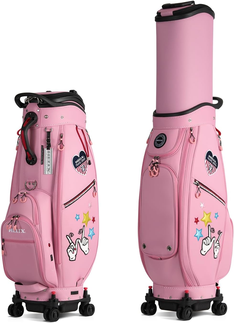 HELIX Women's Golf Bag with Wheels, Retractable Golf Cart Bag for Ladies, Easy to Carry and Travel