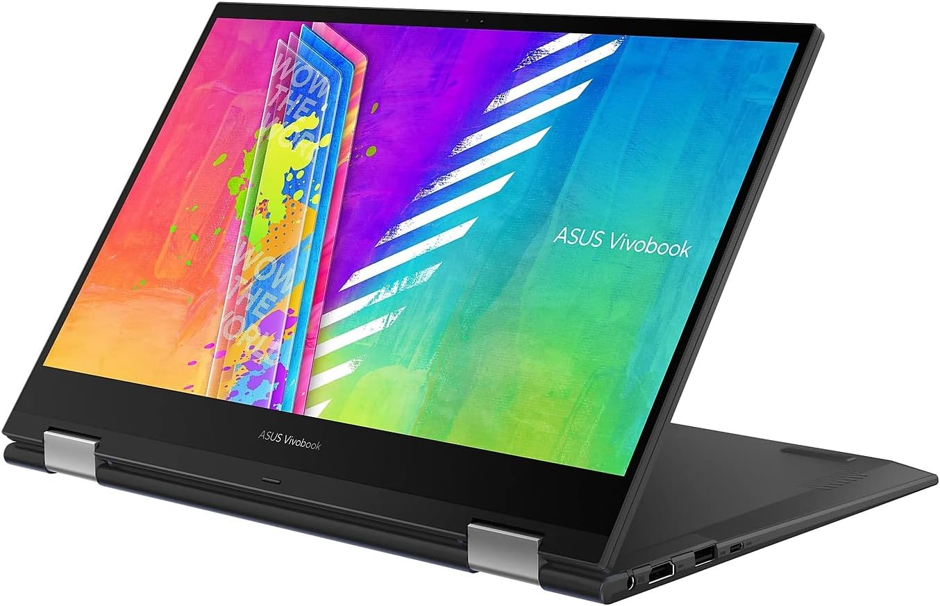 ASUS VivoBook Go 14 Flip Thin and Light 2-in-1 Laptop, 14 inch HD Touch, Intel Celeron N4500 CPU, UHD Graphics, 4GB RAM, 64GB eMMC, NumberPad, Windows 11 Home in S Mode, Quiet Blue, J1400KA-DS02T