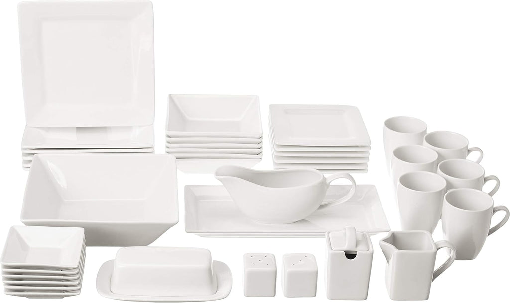 10 Strawberry Street Nova Square 40 pc Dinnerware Set, Cream White