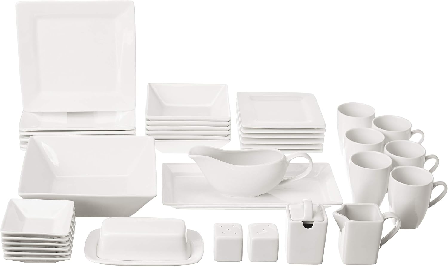 10 Strawberry Street Nova Square 40 pc Dinnerware Set, Cream White