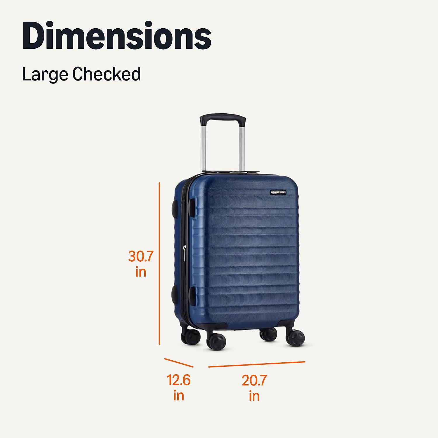 Amazon Basics 30' Hardside Large Checked Luggage with Multi-directional Wheels, Expandable for Up to 15% More Space, Scratch-Resistant Hardshell, Navy Blue