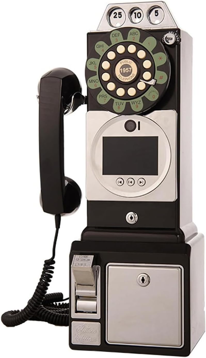 Video Audio Guest Book Wedding Phone, 1080P Video Guestbook Wedding Phone, Antique Telephone Ornament with Lens Recording for Variety of Memorable Party Occasions,Black-64G