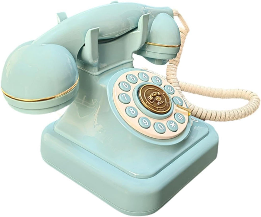 Audio Guest Book Wedding Phone, Vintage Design Telephone Recorder Record Messages Decorative Desk Phone for Party, Birthdays(Green)