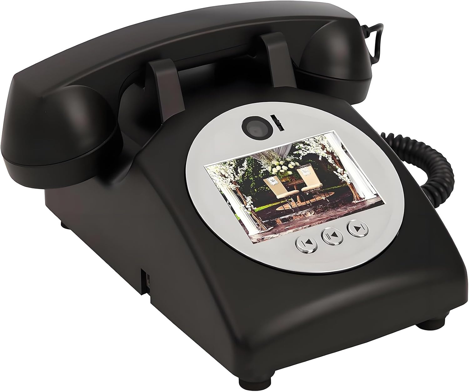Video Audio Guest Book Wedding Phone, 32G 1080P HD Vintage Video Voice Guestbook Record Cherished Customized Audio Messages, Ideal for a Variety of Memorable Party(Black)