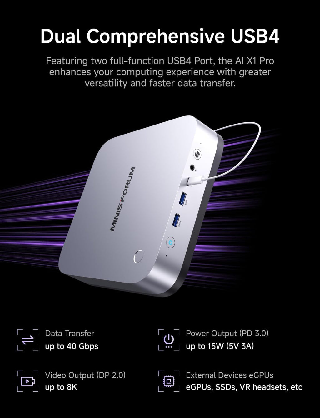 MINISFORUM X1 Pro 470 Mini PC with AMD Ryzen AI 9 HX470, Radeon 890M Graphics, 32GB RAM 2TB SSD, 2x5G RJ45 Port|WiFi7|BT5.4, HDMI/DP/2xUSB4 Video Output, Copilot Support AI Mini Computer