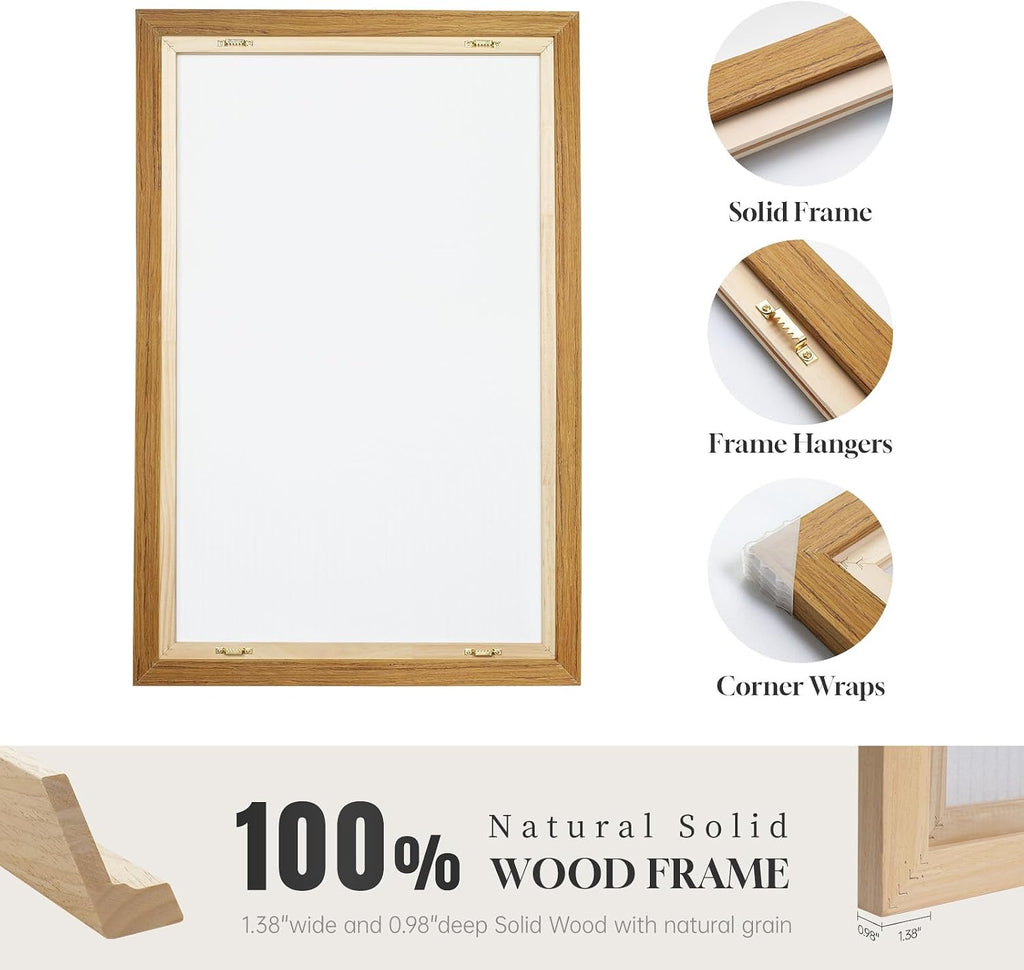 Large Framed Vertical Vintage Pine Tree Wall Art for Living Room, Neutral Sketch Rustic Classic Beige Canvas Artwork for Walls, Nordic Forest Farmhouse Wall Decor for Bedroom Hallway Office, 30x60 In