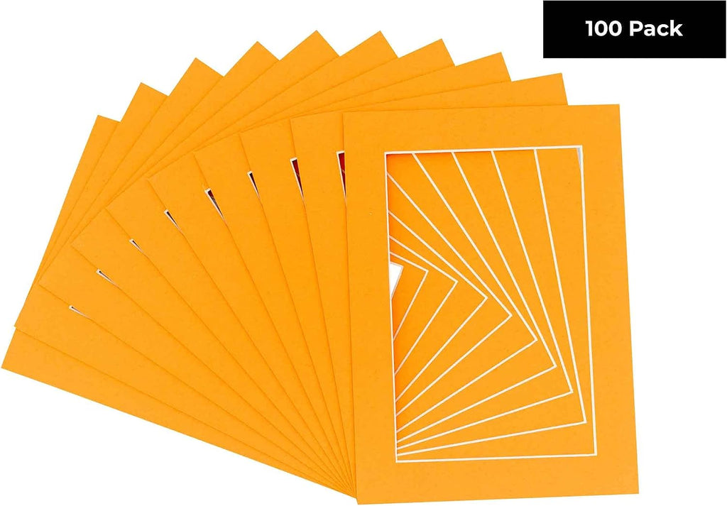 11x14 Mat for 12x18 Frame - Precut Mat Board Acid-Free Orange 11x14 Photo Matte Made to Fit a 12x18 Picture Frame, Premium Matboard for Family Photos, Show Kits, Art, Picture Framing, Pack of 100 Mats